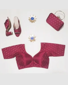 Pink  silk cotton designer blouse combo set